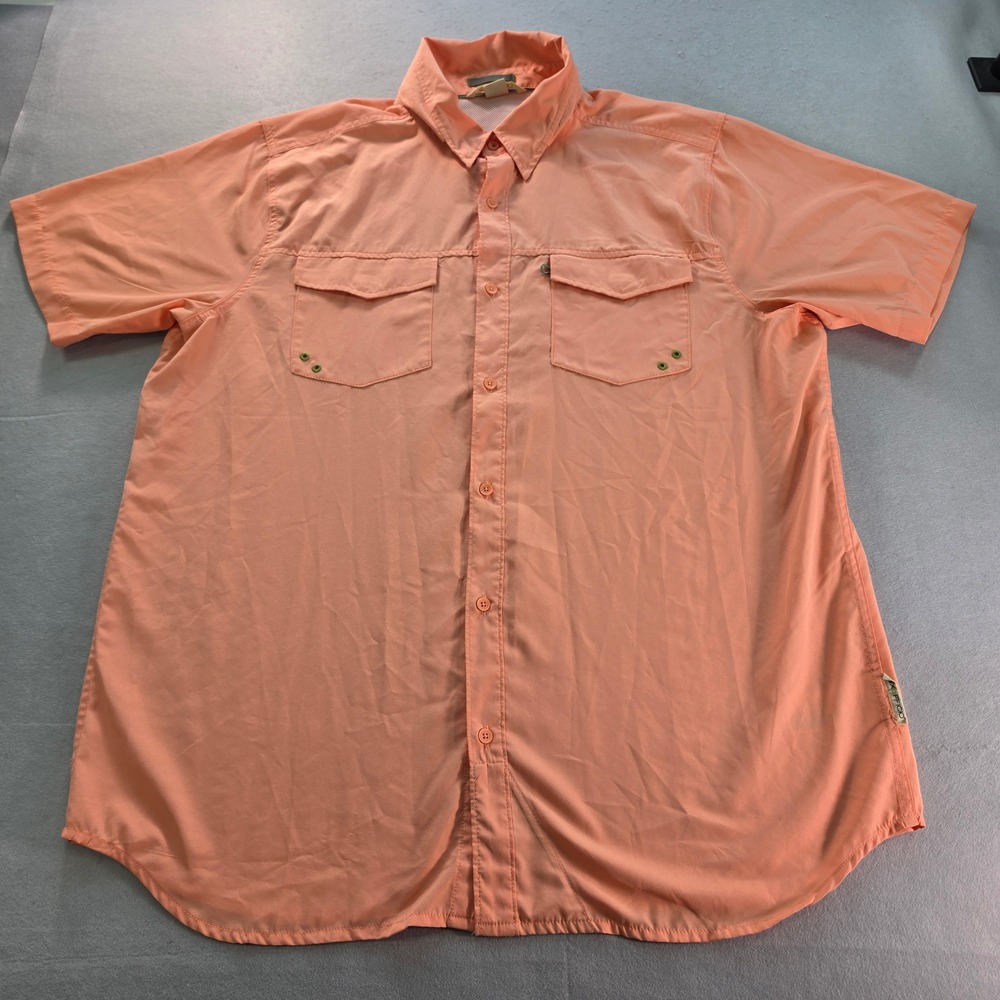 ExOfficio Mens XXL Short Sleeve Fishing Shirt Coral Orange Ventilated ESCC-68